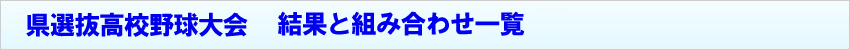 県選抜高校野球大会 結果・組み合わせ一覧